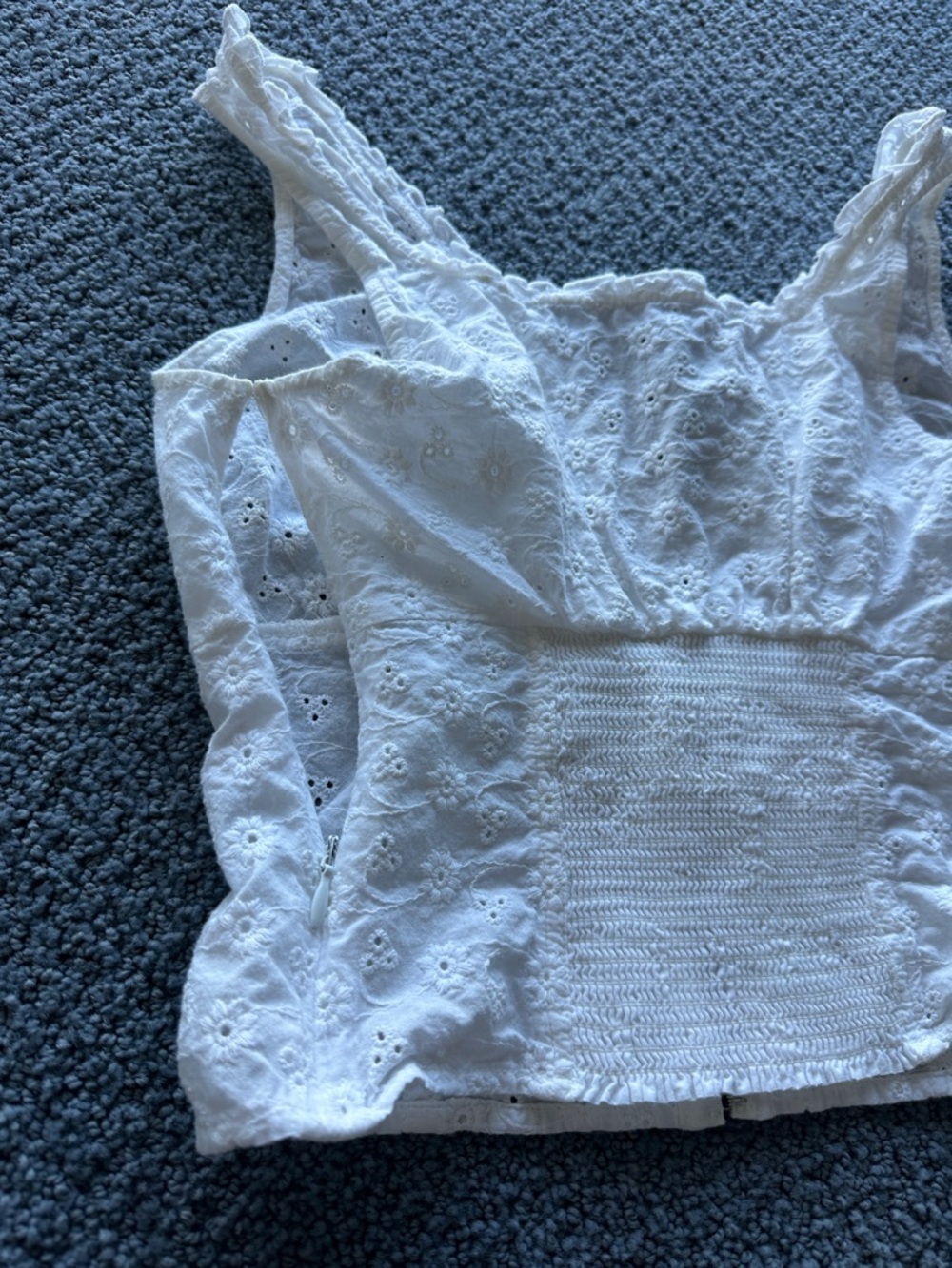Frankie's Bikinis White Eyelet Crop Top - Picture 3 of 4